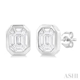 3/8 Ctw Emerald Pie Cut Diamond Fashion Stud Earring in 14K White Gold